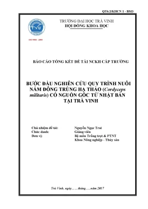 Nghiên cứu quy trình nuôi nấm đông trùng hạ thảo 