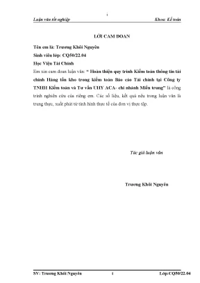 Quy trình kiểm toán thông tin tài chính hàng tồn kho tại
