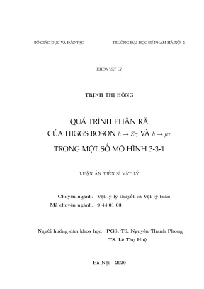 Nghiên cứu phân rã Higgs boson h→zy và h→ trong mô hình 331