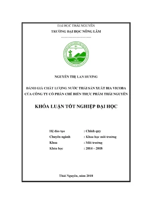 Đánh giá chất lượng nước thải sản xuất bia Vicoba tại