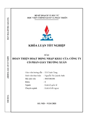 Cải thiện hoạt động nhập khẩu tại Công ty Cổ phần Giấy 