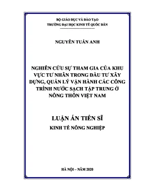 Tham Gia Của Khu Vực Tư Nhân Trong Đầu Tư Nước Sạch Nông 