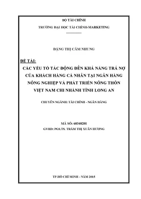 Yếu tố ảnh hưởng đến khả năng trả nợ của khách hàng cá 