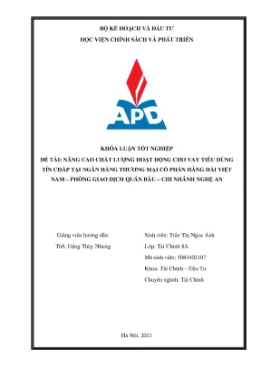 Nâng cao chất lượng cho vay tiêu dùng tín chấp tại ngân 