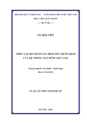 Chỉ số ổn định hệ thống tài chính Việt Nam: Nghiên cứu 