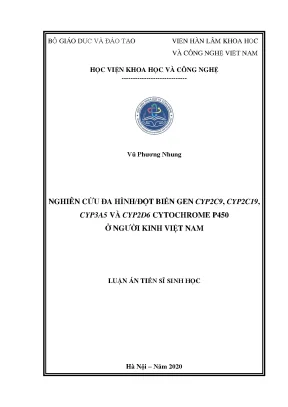Nghiên cứu đa hình đột biến gen CYP2C9, CYP2C19, CYP3A5 