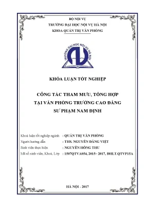 Nghiên cứu công tác tham mưu tổng hợp tại trường cao 