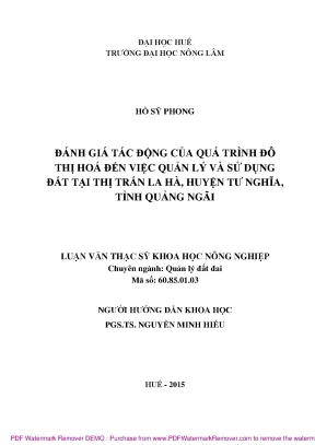Đánh giá tác động đô thị hóa đến quản lý và sử dụng đất