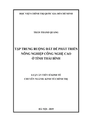 Phát triển nông nghiệp công nghệ cao tại Thái Bình thông 