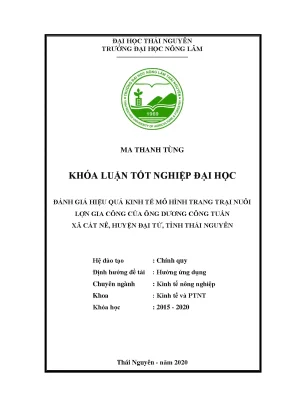 Đánh giá hiệu quả kinh tế mô hình trang trại nuôi lợn 