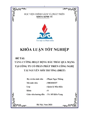 Tăng cường đấu thầu qua mạng tại DRET JSC