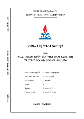 Xuất khẩu thủy sản Việt Nam sang Mỹ giai đoạn 2018-2020: