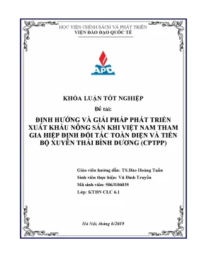 Giải pháp phát triển xuất khẩu nông sản Việt Nam trong CPTPP