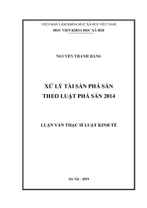 Xử Lý Tài Sản Phá Sản Theo Luật Phá Sản 2014