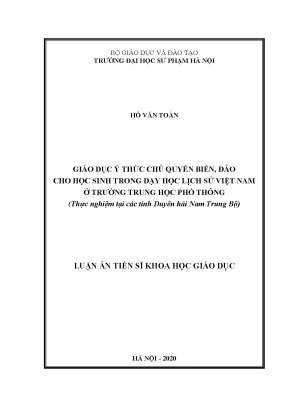 Giáo dục ý thức chủ quyền biển đảo cho học sinh THPT qua 