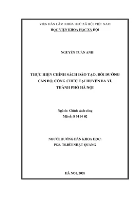 Chính sách đào tạo cán bộ công chức tại huyện Ba Vì, Hà Nội