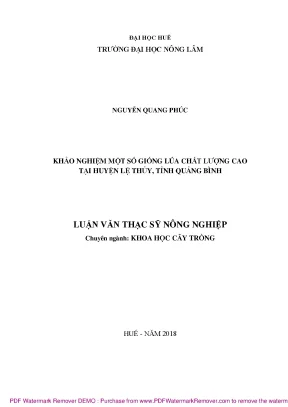 Khảo nghiệm giống lúa chất lượng cao tại Lệ Thủy, Quảng Bình