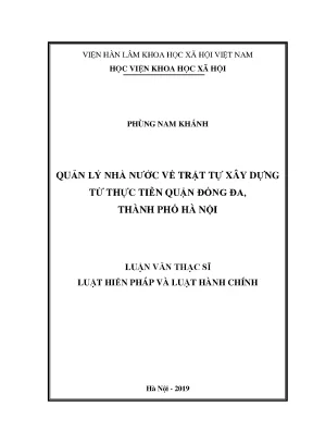 Quản lý nhà nước về trật tự xây dựng tại quận Đống Đa,