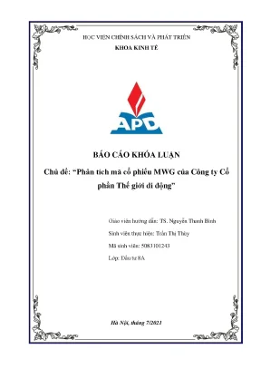 Phân Tích Mã Cổ Phiếu MWG - Công Ty Cổ Phần Thế Giới Di Động