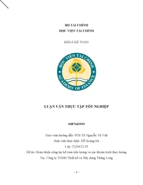 Cải thiện kế toán tiền lương tại công ty TNHH Thiết kế
