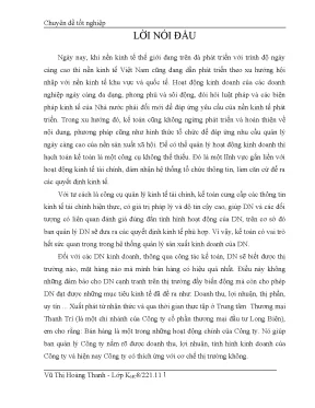 Phân Tích Kết Quả Kinh Doanh Công Ty Cổ Phần Thương Mại