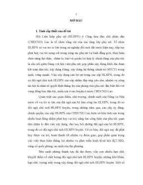 Luận án xây dựng đội ngũ chủ tịch hội liên hiệp phụ nữ huyện ở cộng hòa dân chủ nhân dân lào giai đoạn hiện nay