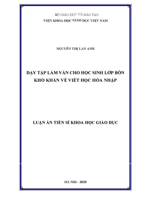 Dạy Tập Làm Văn Cho Học Sinh Lớp Bốn Khó Khăn