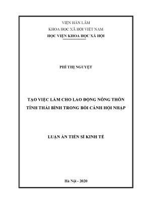 Tạo việc làm cho lao động nông thôn Thái Bình trong bối