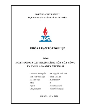 Hoạt động xuất khẩu của Công ty TNHH Advanex Vietnam: 