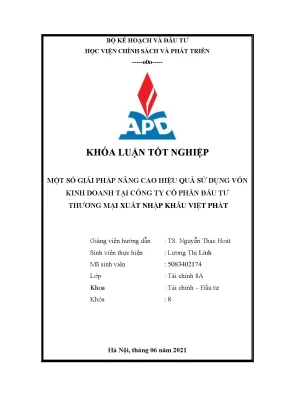Giải pháp nâng cao hiệu quả sử dụng vốn tại Công ty Cổ 
