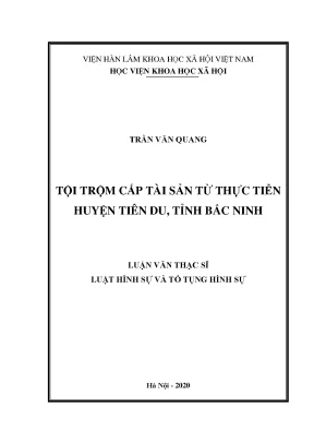 Nghiên cứu tội trộm cắp tài sản tại huyện Tiên Du, Bắc Ninh