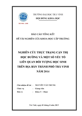 Nghiên cứu cận thị học đường tại Trà Vinh: Thực trạng và