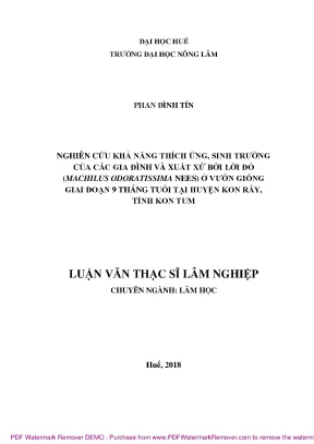 Nghiên cứu khả năng thích ứng sinh trưởng của bời lời đỏ 