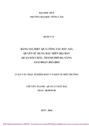Đánh giá hiệu quả đấu giá quyền sử dụng đất tại quận Hải