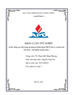 Nâng cao chất lượng tín dụng tại ngân hàng TMCP Đầu tư 