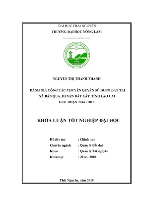 Đánh giá chuyển quyền sử dụng đất tại xã Bản Qua, huyện 