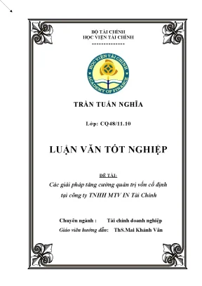 Giải pháp tối ưu quản trị vốn cố định tại Công ty TNHH 
