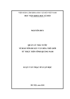 Bảo tồn di sản văn hóa thế giới tại Quảng Nam: Nghiên