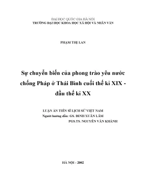 Phong trào yêu nước chống Pháp ở Thái Bình cuối thế kỷ 
