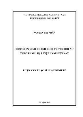 Điều kiện kinh doanh dịch vụ thu hồi nợ theo pháp luật