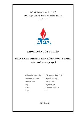 Phân Tích Tình Hình Tài Chính Công Ty TNHH Dược Phẩm 