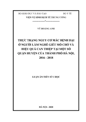 Nguy cơ mắc bệnh dại ở người giết mổ chó tại Hà Nội: 