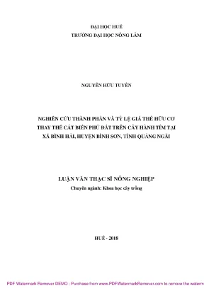 Nghiên cứu giá thể hữu cơ thay thế cát biển cho cây hành 