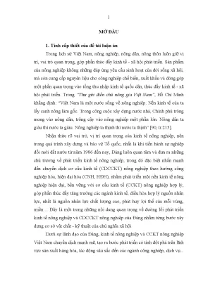 Chuyển dịch cơ cấu kinh tế nông nghiệp tỉnh Vĩnh Phúc 
