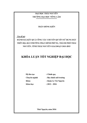 Đánh giá kết quả chuyển quyền sử dụng đất tại phường 