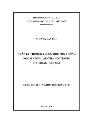 Quản lý trường trung học phổ thông ngoài công lập ở Hà 