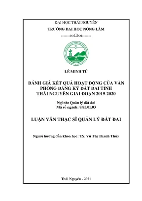 Đánh giá hoạt động văn phòng đăng ký đất đai Thái Nguyên