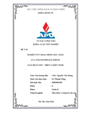 Nghiên cứu hoạt động đấu thầu tại Hải Phòng (2017-2020)