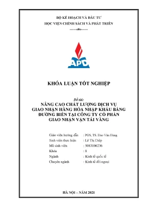 Nâng cao chất lượng dịch vụ giao nhận hàng hóa nhập khẩu 
