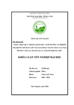Chăm sóc và phòng trị bệnh cho lợn nái mang thai tại 